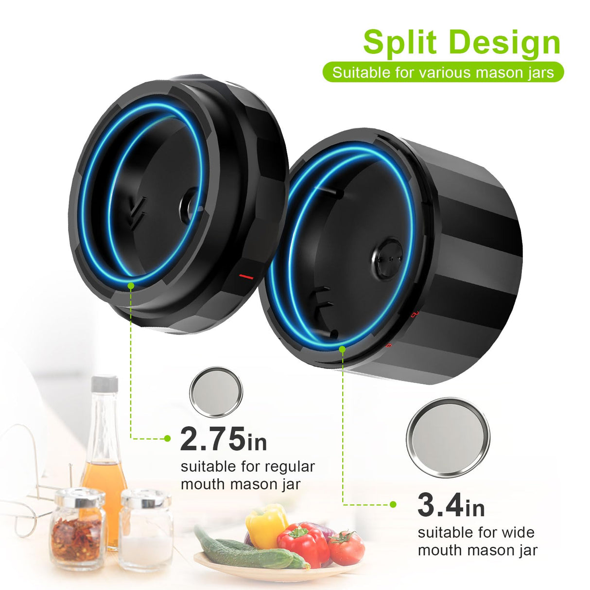 M11 Mason Jar Vacuum Sealer - Electric Mason Jar Vacuum Sealer Kit with Wide and Regular Mouth Mason Lids, Jar Vacuum Sealer for Canning Jars, Vacuum Sealing Machine for Food Storage UNERVER