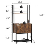 EUBUY Bakers Rack with Power Outlets, 5-Tier Storage Shelf Wood Coffee Bar Cabinet for Kitchen Dining Room, Coffee Bar Station, Kitchen Storage Shelf EUBUY