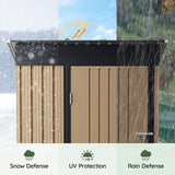 Grovellis 3x5 FT Outdoor Metal Storage Shed, Single Door, 1 Clear Window, Tool Shed for Garden, Patio, Backyard Brown Grovellis