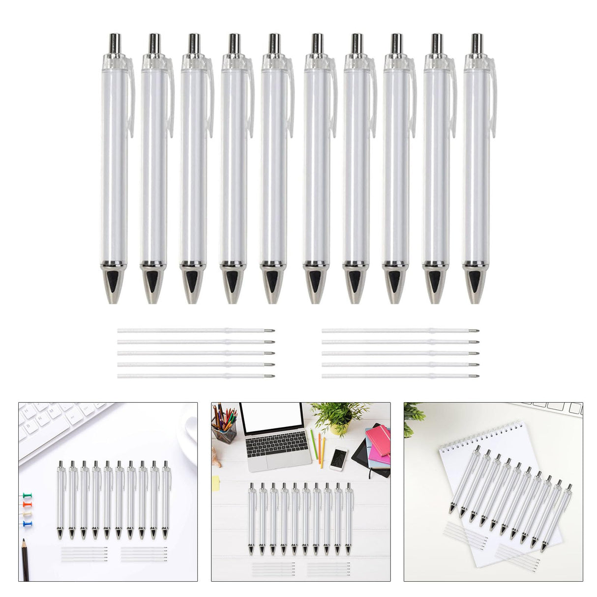 10Pcs Retractable Ballpoint Pen for Heat Transfer Ergonomic Ballpoint Pen Sublimation Pen for Full Printing Pen Acinkeety
