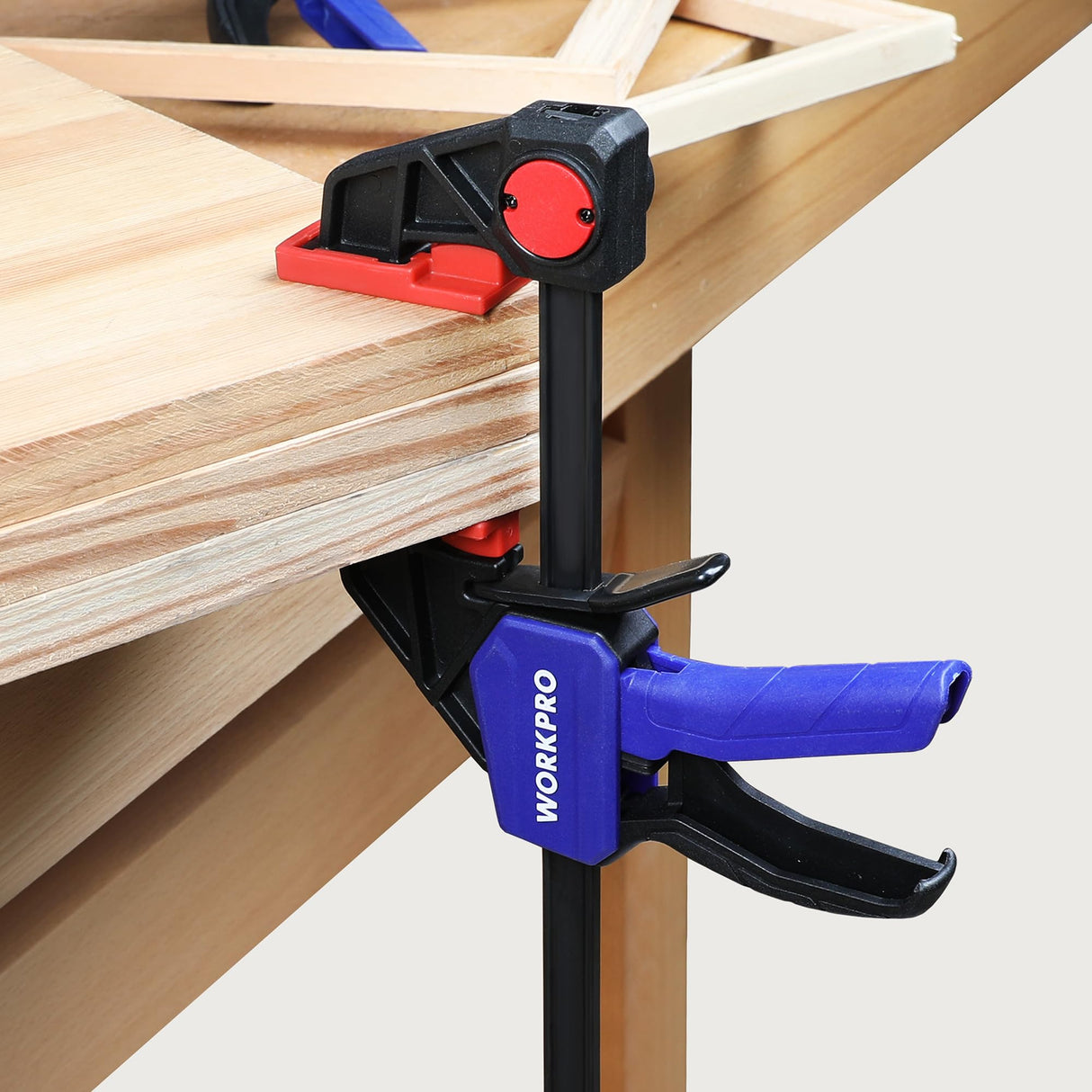 WORKPRO 6" Bar Clamps for Woodworking 2-Pack, Quick-Release Wood Clamps/Spreader Light Duty, One Hand F Clmaps 150 LBS Load Limit, Ideal for Woodworking and DIY Projects WORKPRO