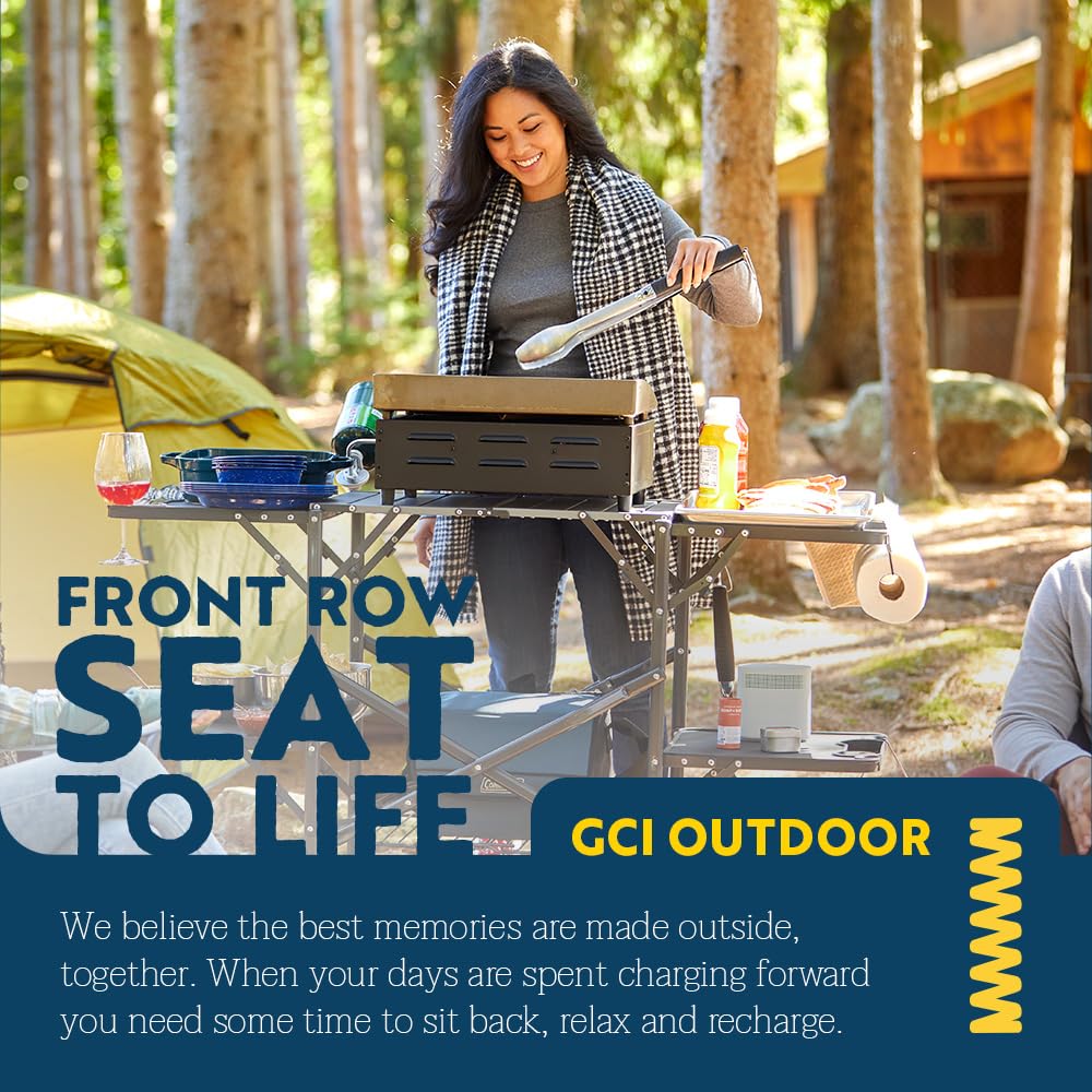 GCI OUTDOOR Slim-Fold Cook Station | Portable Folding Kitchen Table with a Heat Resistant Tabletop, 4 Side Tables & Storage Rack, Perfect for Picnics & Camping Trips GCI Outdoor