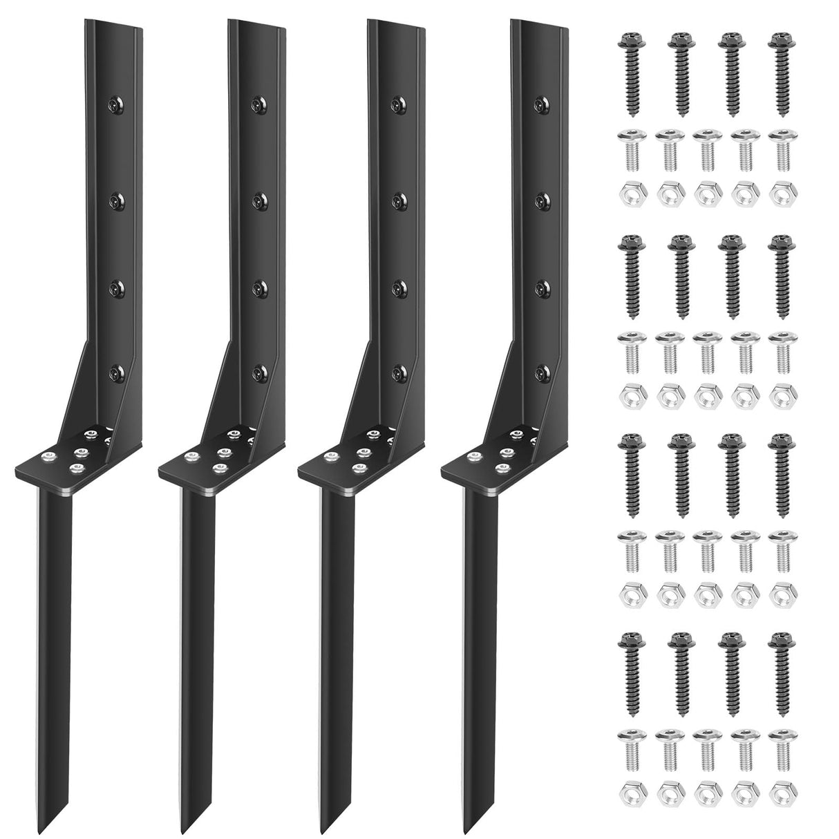 Fence Post Repair Kit, Heavy Duty Fence Post Repair Stakes, Fences Post Anchor Ground Stakes, Fencing Repair Kits for Wood Posts, Repair Tilted and Broken Wood Support (4 Pcs) ULIOK