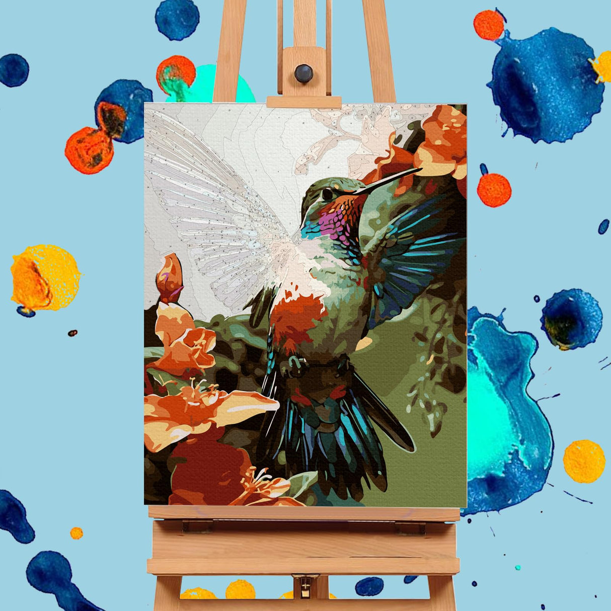 Paint by Numbers Kit for Adults- Hummingbird Adult Paint by Number Kits on Canvas for Beginners, Hummingbird DIY Acrylic Oil Number Painting Kits for Home Wall Decor Gift 16"x 20" (without Frame) Offito