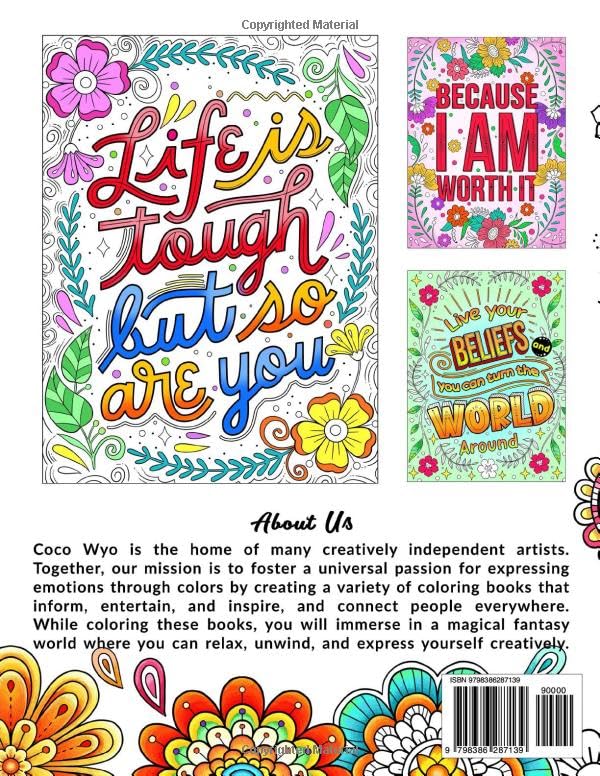 You're Awesome: Coloring Book Of Inspirational Quotes To Boost Your Mood and Confidence For Women, Teens & Adults WoodArtSupply
