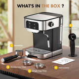 LERTIN Espresso Machine 20 Bar, Professional Espresso Maker With Auto Milk Frother, Home Compact Espresso Coffee Machine With Led Touch Screen, 61OZ Removable Water Tank For Latte, Cappuccino LERTIN