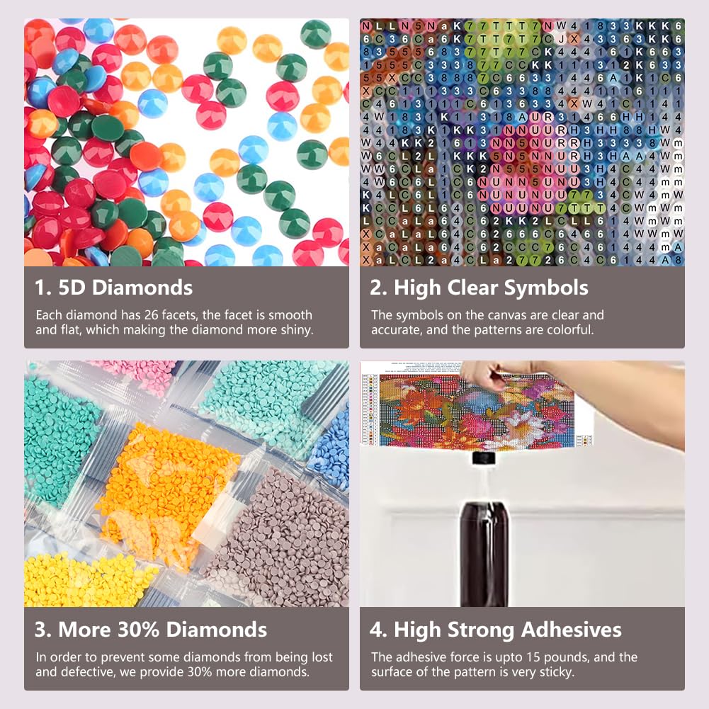 FHBUBPUP 5D Diamond Painting Kits for Adults, Horse Diamond Art Kits for Adults Beginners - DIY Full Drill Round Diamond Dot Gem Art, Craft Gift Suitable for Home Wall Decoration 12×12Inch FHBUBPUP