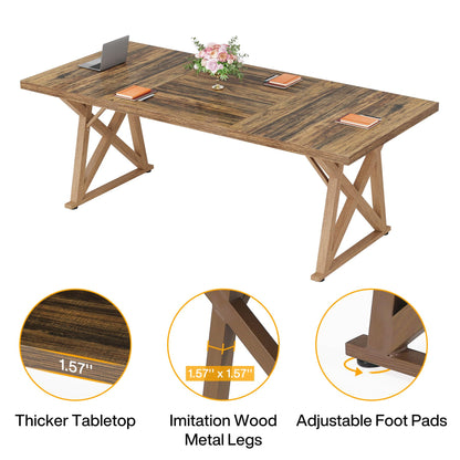 Tribesigns 71 in Conference Room Table, Meeting Table for 8 People, 6ft Conference Table, Modern Seminar Table, Boardroom Table, Large Table for Meeting, Wooden Meeting Room Table - WoodArtSupply