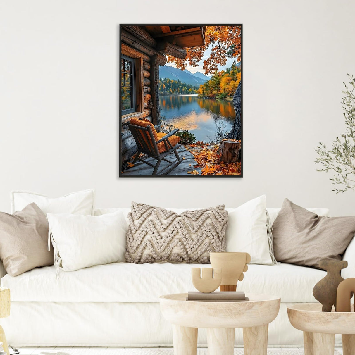 Paint by Numbers Kit for Adults - Autumn Landscape Adult Paint by Number Kits on Canvas Without Frame for Beginner, Mountains Lake Oil Painting by Numbers Kit for Gift Home Wall Decor 16x20 Inch Camocin