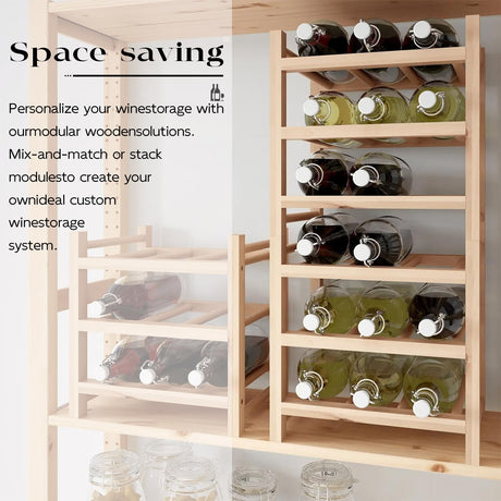 Solid Wood Wine Rack, HUTTEN 9-Bottle 3-Tier Wine Rack, Sturdy & Durable Wine Storage Cabinet Shelf, Wine Racks Countertop for Kitchen,Countertop,Table Top,Pantry, Home,Room Decor,Bar,Cellar Basement Haihomebest