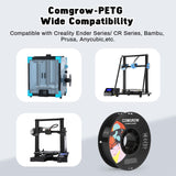 Comgrow PETG 3D Printer Filament 1.75mm, High Precision and Tough 3D Printer Filament (2LBS), Dimensional Accuracy +/- 0.02 mm, Fit Most 3D Printers Black Comgrow