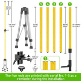 Huepar 12 Ft./3.7M Professional Laser Level Pole with Tripod and 1/4-Inch by 20-Inch Laser Mount for Rotary and Line Lasers, Adjustable Telescoping Laser Pole with 5/8"-11 Threaded Adapter-LP36A Huepar