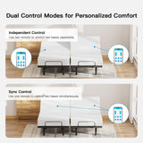 Pipishell Split King Adjustable Bed Frame with Massage, Electric Bed Base with App-Controlled, Head & Foot Incline, 4 USB Ports, LED Under-Bed Lighting, 4 Leg Height Options Pipishell