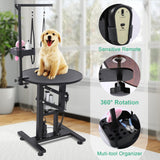 CIRONBOW 24" Electric Rotating Dog Grooming Table, Fast Lift Heavy Duty Dog Grooming Table Swivel 360° for Small Dogs with Anti Skid Tabletop, Grooming Set, Remote,Tool Organizer and Arms, Black CIRONBOW