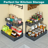 2-Tier Under Sink Organizers, 2 Pack Sliding L-shape Cabinet Organizers Narrow Space Storage Multi-purpose Sink Organizer for Bathroom Kitchen Drawer(Black 2 ) NATURE'S SOURCE
