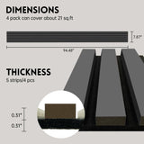 Ritollo Wood Panels for Wall, 4-Pack 94.48" x7.87" 3D Wood Slat Wall Panel, Acoustic Slat Wall Panel for Modern Interior Decor, TV Background, Living Room, Black RITOLLO