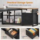 UPOSOJA 71 in Executive Desk with Power Outlets, Reversible L Shaped Desk with File Drawers & Storage Shelves, Large Office Desk Computer Desk with Pegboard, Mobile CPU Stand, Modern Corner Desk UPOSOJA