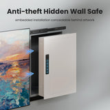 Grimtron Quick Access Wall Gun Safe with Removable Pegboard & Shelfs, Flat Hidden White Wall Safes Between the Studs 16" Centers, Wall Mount Safe for Handgun, Clips, Valuables Grimtron