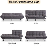 Opoiar Futon Couch,Convertible Futon Sofa Bed,Memory Foam Sleeper Sofa,Adjustable Modern Loveseat,Futon Sets, Sofa Bed for Compact Living Room,Apartment,Office,Grey Opoiar