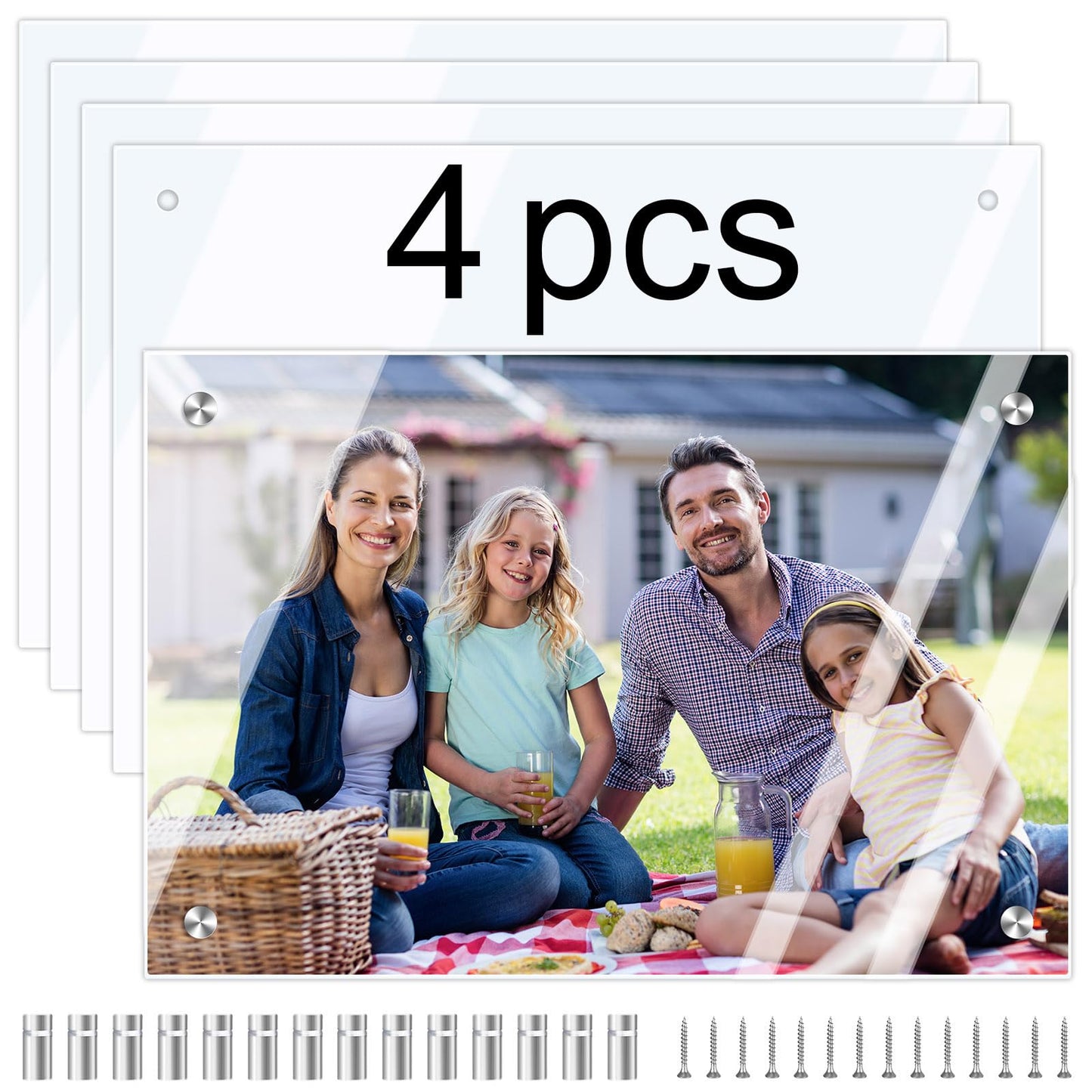 4Pcs Sublimation Glass Photo Blanks 7.87.x11.8 inch,Sublimation Blanks Wall Mount Tempered Glass Photo,DIY Picture Wall Frame Poster for Home Decor,Room Decor Sublimation Ornaments Blanks