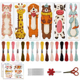ACRNIGHEET 6PCS Cross Stitch Bookmark Kit for Beginner Cartoon Animals Stamped Cross Stitch Kits for Adults DIY Embroidery Bookmark Kits Crossstitch Kits Adult with Instructions Hand Craft Gift 11CT ACRNIGHEET