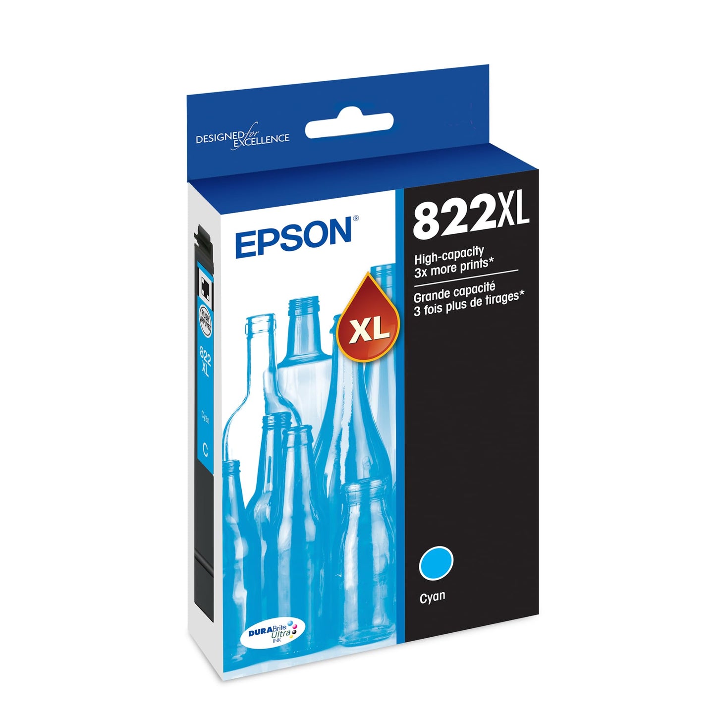 EPSON 822 DURABrite Ultra Ink High Capacity Cyan Cartridge (T822XL220-S) Works with WorkForce Pro WF-3820, WF-3823, WF-4820, WF-4830, WF-4833, WF-4834