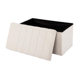 Seville Classics Cushioned Fabric Ottoman Hidden Storage Chest Footrest Chair, Padded Seat for Bedroom, Dorm, Loft, Living Room, Entryway, Hallway, White Boucle, 30" Bench Seville Classics