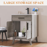 AMERLIFE 24.5" Bathroom Vanity with Sink Combo, Mid-Century Modern Small Single Bathroom Cabinet Set, Integrated Sink, Soft Closing Doors with Metal Handles, Bath Vanity Grey AMERLIFE