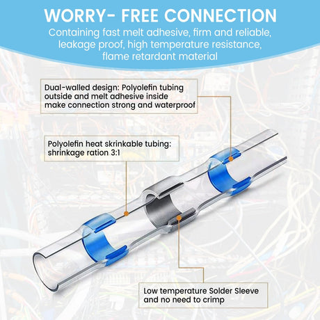 455 PCS Heat Shrink Self Soldering Butt Connector, Solder Seal Wire Connectors Kit, Waterproof Wire Solder Stick Splice Connector for Marine Electrical Automotive (5 Colors/5 Sizes/ 26-10 Gauge) AKOSN