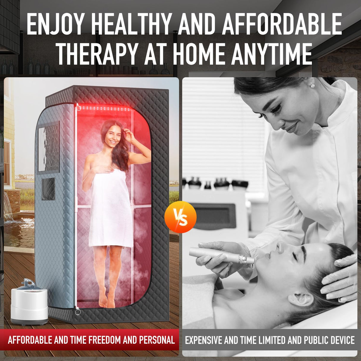 ISIDO Portable Infrared Steam Sauna with 660nm Red Light Therapy Lamp & 3.0L 1400W Steamer, Remote Control - Sauna Tent Sauna Box for Body Recovery & Skin Care Pain Relief - Personal Sauna for Home ISIDO