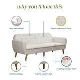 Novogratz Tallulah Memory Foam Futon Couch Bed, Futon Sofa Bed - Ivory Boucle Novogratz
