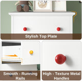 LIKIMIO Small Dresser Tall, 6 Drawer Tall Skinny Dresser with Colorful Handles, Chest of Drawers for Bedroom, 51.5" H Modern Wooden Floor Storage Cabinet with Metal Sliding Rail, White LIKIMIO