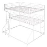 Metal Triple Bunk Beds, Full XL over Twin XL over Queen Bunk Beds for 3, Modern Style Heavy-Duty Steel Frame Bunk Bed with Safety Rail, Built-in Ladder for Bedroom, Dorm, Kids, Teens, Adults (White) Harper & Bright Designs