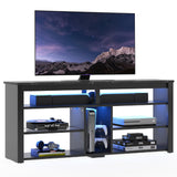 Bestier LED Tall Entertainment Center, 55 inch TV Stand for 55/60/65 inch TV, Gaming TV Cabinet with Storage for PS5 Xbox, Adjustable Shelf Media TV Console for Living Room Bedroom, Black Marble Bestier