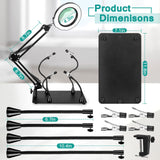 IVMAIE Helping Hands Soldering Station, 10X Magnifying Glass with light, 4 Magnetic PCB Holder Arms, Non-Slip Weighted Base Magnifier, Third Hand Soldering Tool for Soldering Jewelry Hobby Craft IVMAIE