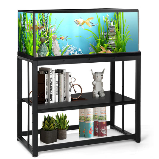 VOWNER 40-50 Gallon Fish Tank Stand - Metal Aquarium Stand, 36.6" x 18.5" x 29.5" Adjustable Heavy Duty Reptile Tank Stand, Adjustable 2-Tier Fish Tank Rack Shelf for Home Office, Tank not In - WoodArtSupply