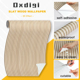 Oxdigi Wooden Slat Peel and Stick Wallpaper - Self-Adhesive Contact Paper with 3D Effect | Waterproof & Removable | PVC Contact Paper for Countertops & Cabinets | 23.6 in x 16.4 ft | Light Wood Oxdigi