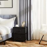 DUMOS Nightstand Set of 2, Small Dresser with 2 Fabric Drawers Side Bedroom End Table Kids Bedside Storage Furniture for 25 inch Tall Night Stand for Closet, Entryway, College Dorm, Black, M-2 Pack DUMOS