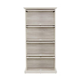 CKEASEAN Tall Bookcase with Glass Doors, 63" H Farmhouse Glass Curio Display Cabinet with Flip up Doors, Elegant Storage Cabinet with 4-Tier Shelves, Rack for Living Room (White) CKEASEAN