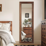 Rustic Farmhouse Full Length Mirror 64"X21" Wood Frame Floor Mirror with Stand, Free Standing Mirror Leaning or Hanging Full Body Mirror Tempered Glass Long Mirror for Bedroom Living Room, Brown MirrMuse