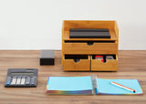 RoyalHouse Premium Natural Bamboo Desktop Organizer, Attractive Design 3 Tier, Table Top Storage for Documents & Office Supplies, Accessories And More, No Assembly Required (3 Drawer with Shelf) RoyalHouse