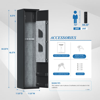 SUXXAN Home Rifle and Pistols Gun Safe with LED light and Alarm System,Digital Keypad Lock,Quick Access 4-5 Rifle and 2 Pistol,Long Gun Cabinet with Removable Shelf,Built-in Small Cabinet - WoodArtSupply
