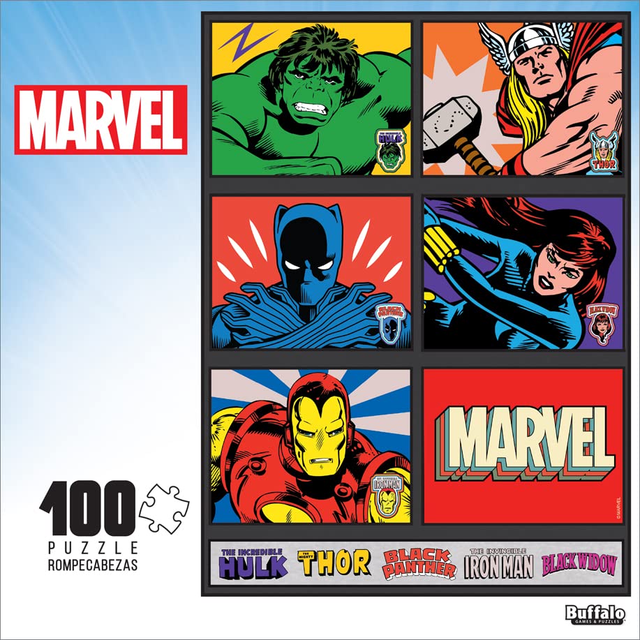 Buffalo Games - Marvel -– Avengers - 100 Piece Jigsaw Puzzle for Families -Challenging Puzzle Perfect for Game Nights - Finished Size is 15.00 x 11.00 Buffalo Games