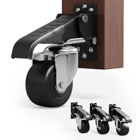 DOZAWA Workbench Stepdown Caster, 700 Lbs Casters Wheels Set of 4 Heavy Duty Steel, 2.5" All Steel Construction Urethane Wheels with Screws & Screwdriver DOZAWA