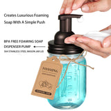 Komashr Mason Jar Bathroom Accessories Set(4pcs)- Jars Not Included - Foaming Soap Dispenser,Toothbrush Holder, and Apothecary Storage Jars Lids -Rustic Farmhouse Decor,Brown Komashr