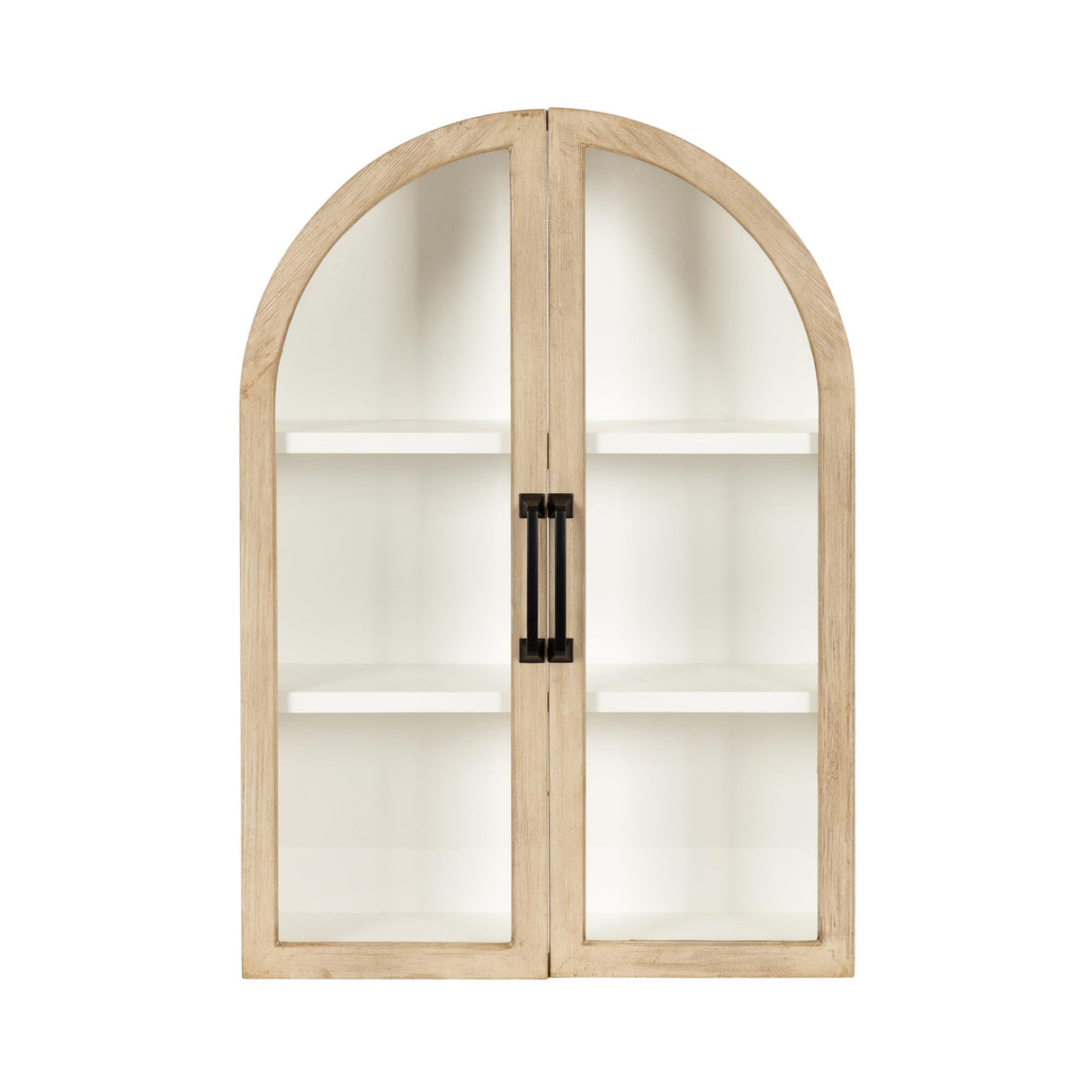 Kate and Laurel Arcott Modern Arch Wall Cabinet, 21 x 8 x 30, Natural Wood and White, Transitional Arched Cabinet for Use as Over-The-Toilet Storage or Living Room Storage Cabinet Kate and Laurel