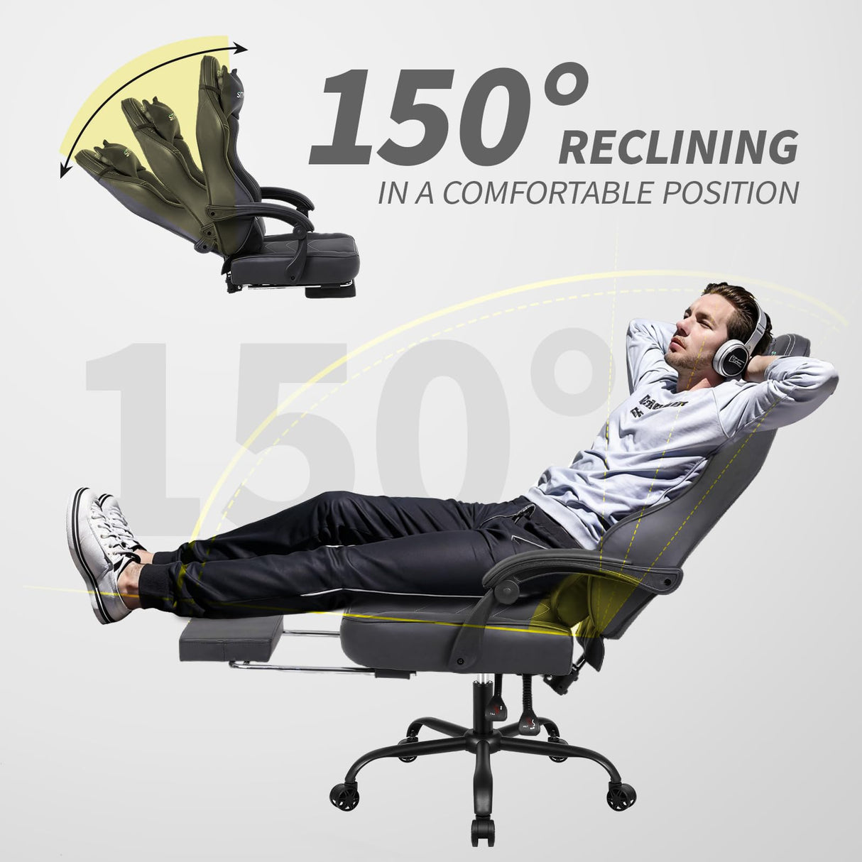 Gaming Chair for Adults, Big and Tall Gamer Chairs with Footrest and Lumbar Support, Height Adjustable Reclining Heavy Duty Computer Chair for Gaming Room, Living Room and Office SITMOD