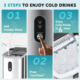 EUHOMY Countertop Ice Maker Machine with Handle, 26.3lbs Per Day, 9 Cubes in 6 Mins, Auto-Cleaning Portable Ice Maker with Basket and Scoop, for Home/Kitchen/Camping/RV (Silver) EUHOMY