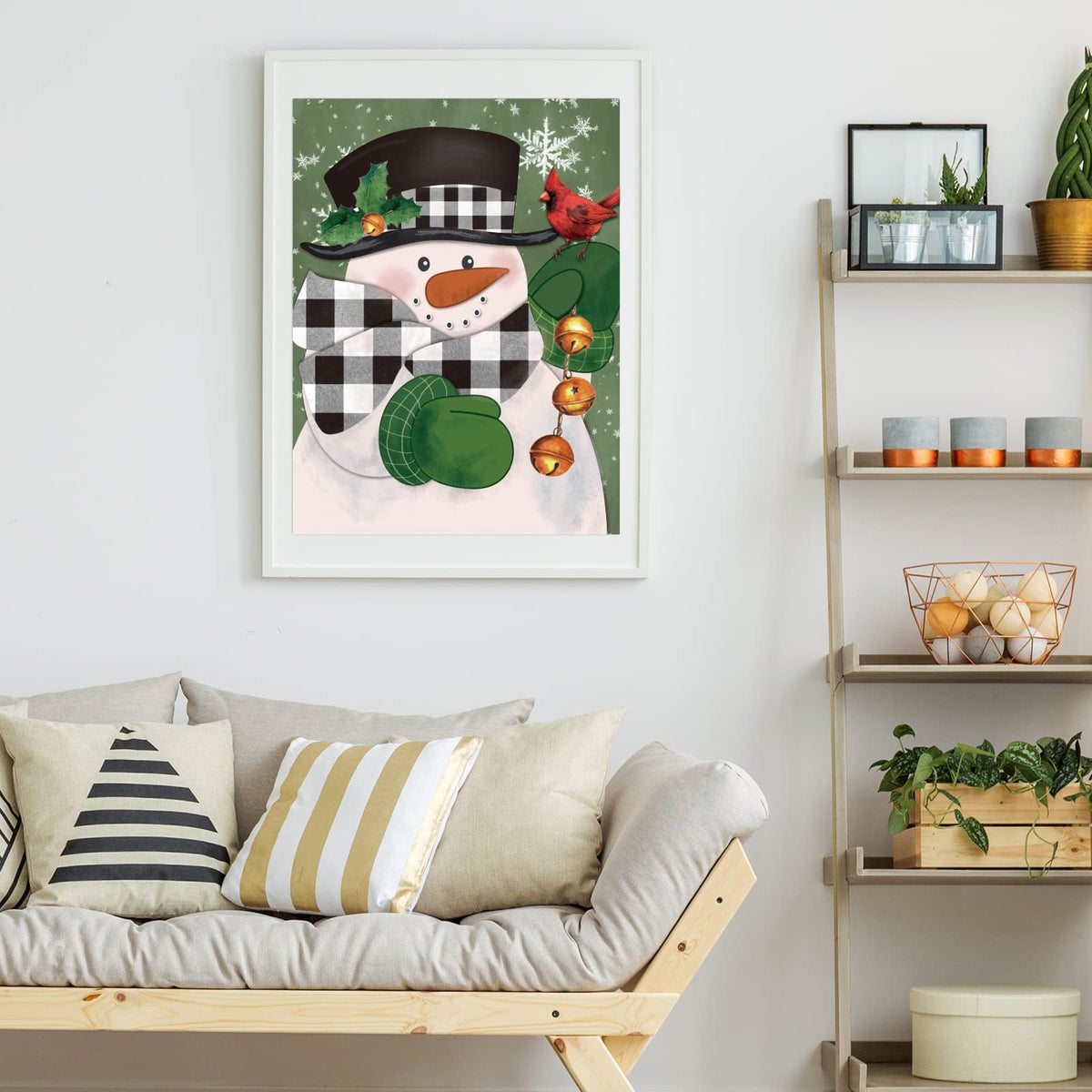 Grehge s DIY Paint by Numbers 16 x 20 Inch Plaid Snowman Canvas Acrylic Filling Painting by Number Winter O AnyDesign