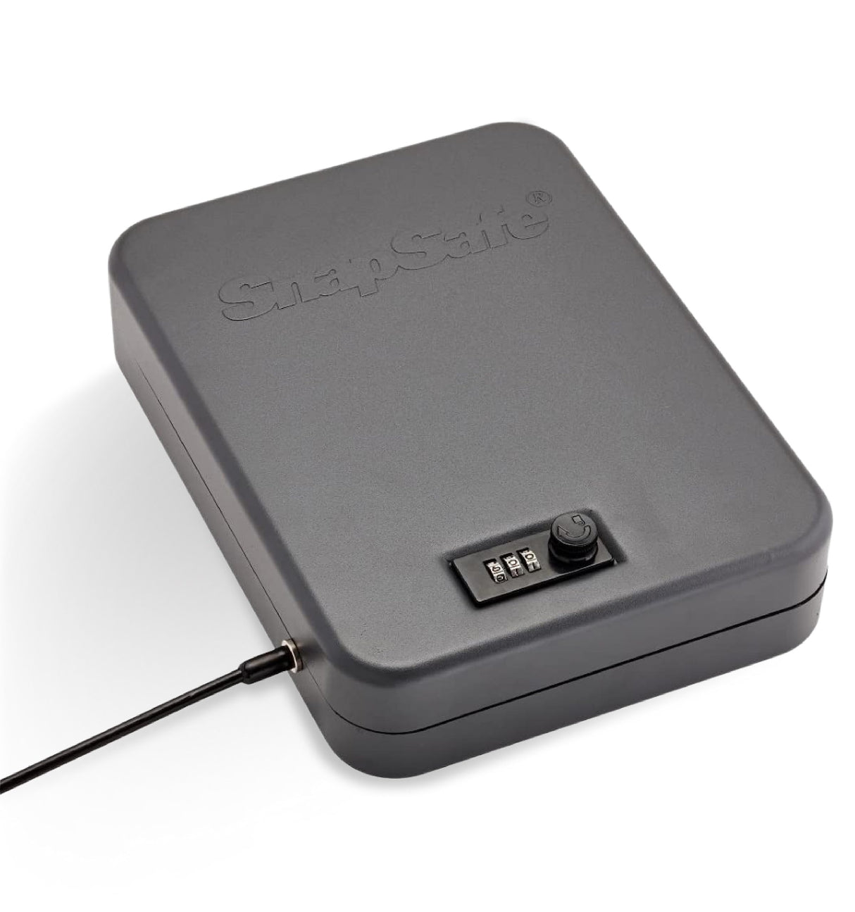 SnapSafe Portable Combination Lock Box for Guns and Valuables - Includes Lock Box (with 3-Digit Combination Lock) and Patented Security Cable - an Ideal Car Gun Safe - XL, 10 x 7 x 2 Inches SnapSafe